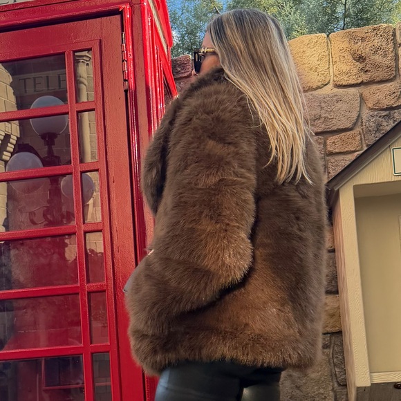 Nordstrom Brown Faux Fur Trench Coat - Picture 7 of 9